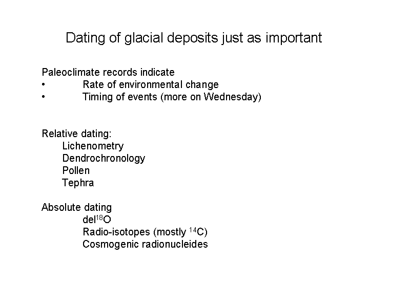 Dating of glacial deposits just as impor...